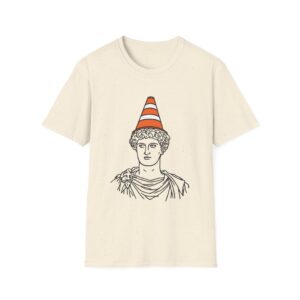 Scottish Traffic Cone Statue Crew Neck Tee - Classical Art Graphic