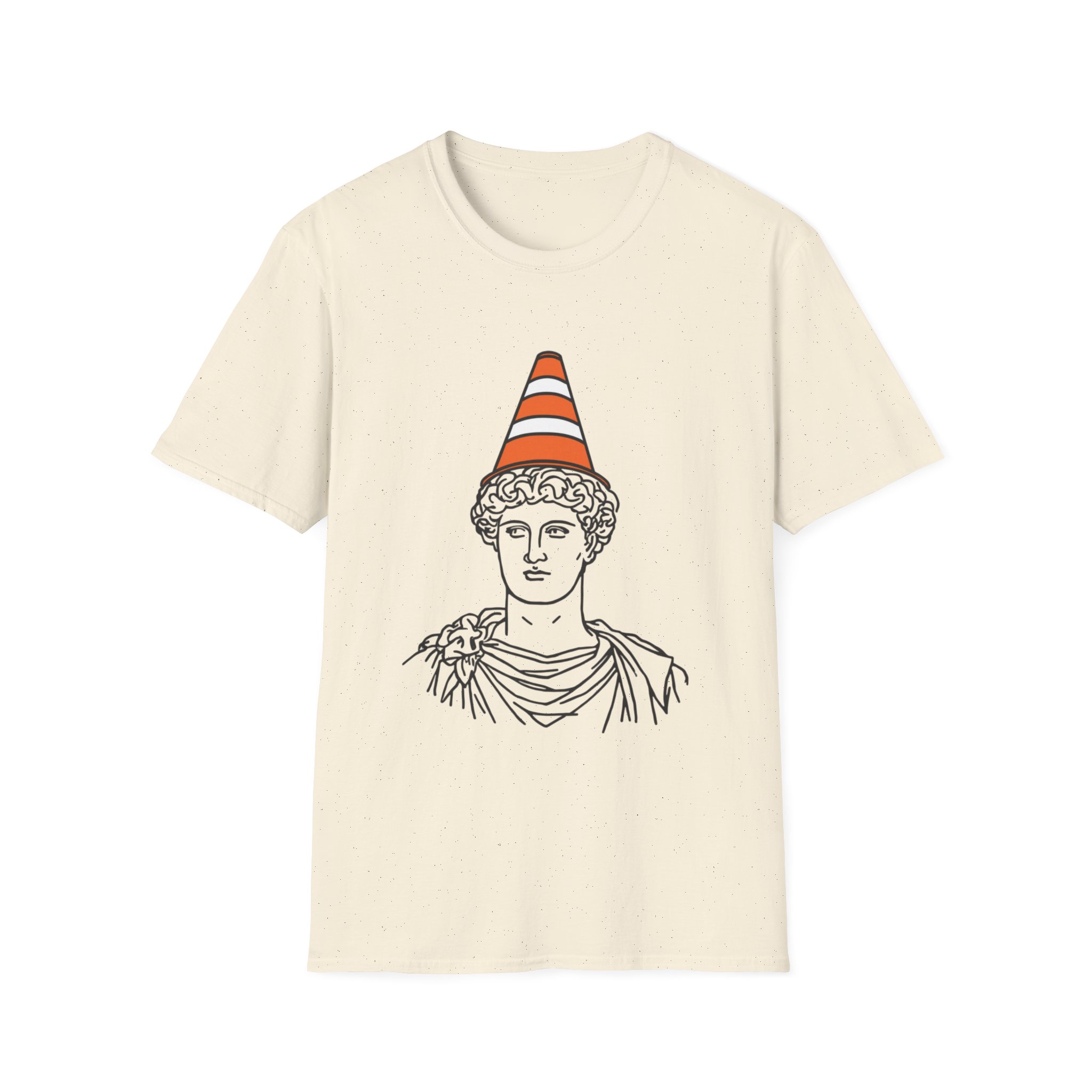 Scottish Traffic Cone Statue Crew Neck Tee - Classical Art Graphic