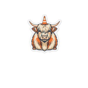 Scottish Highland Coo Magnet - Traffic Cone Graphic