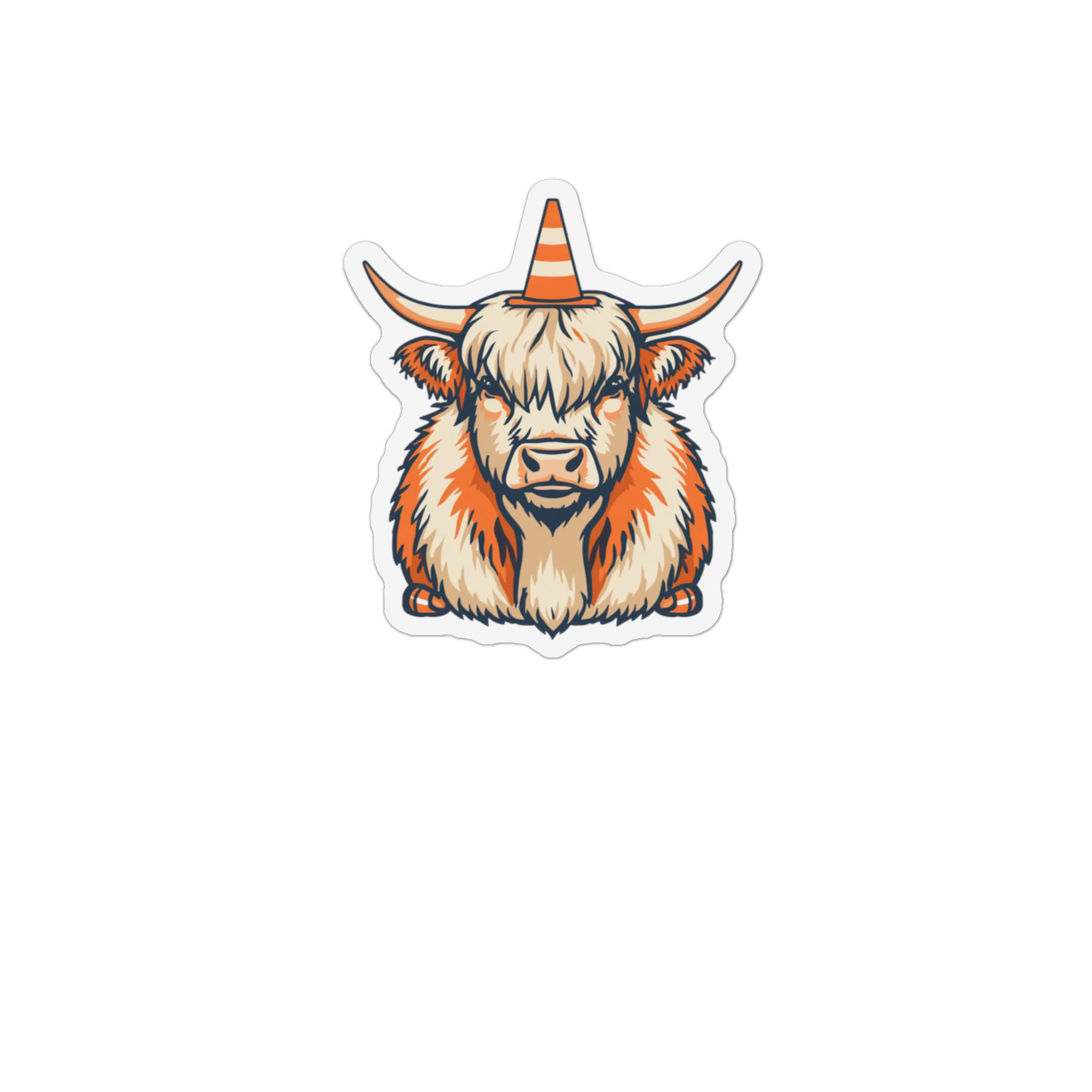 Scottish Highland Coo Magnet - Traffic Cone Graphic