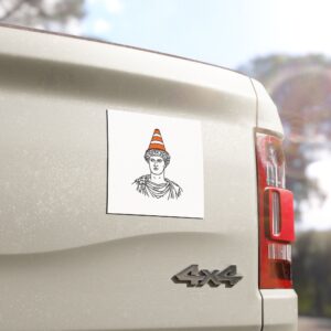 Scottish Highland Coo Car Magnet - Traffic Cone Graphic