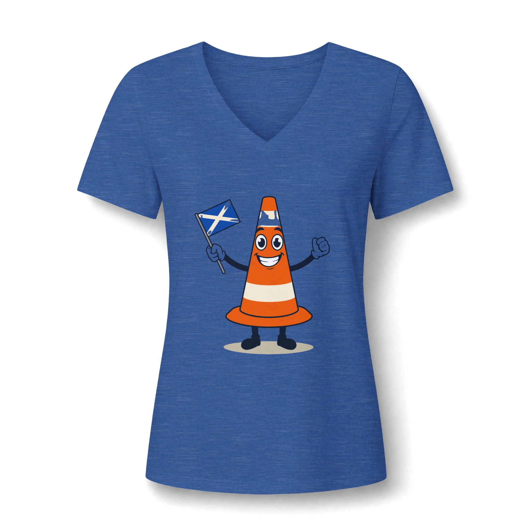 Scottish Traffic Cone V-Neck Tee - Saltire Flag Graphic