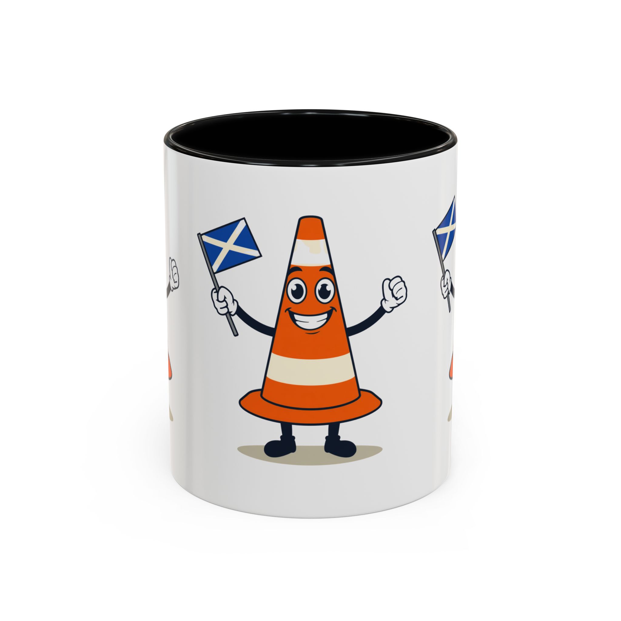 Scottish Traffic Cone Character Mug - Saltire Flag Graphic