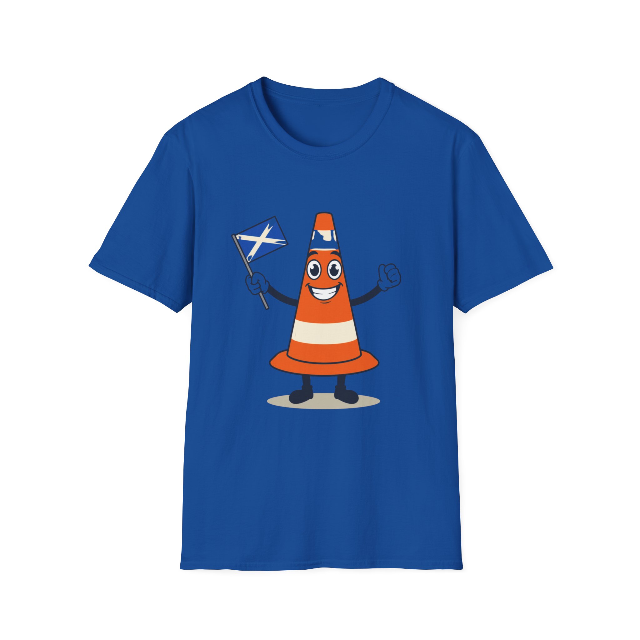 Scottish Traffic Cone Crew Neck Tee - Saltire Flag Graphic