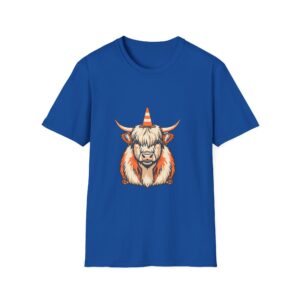 Scottish Highland Coo Crew Neck Tee - Traffic Cone Graphic