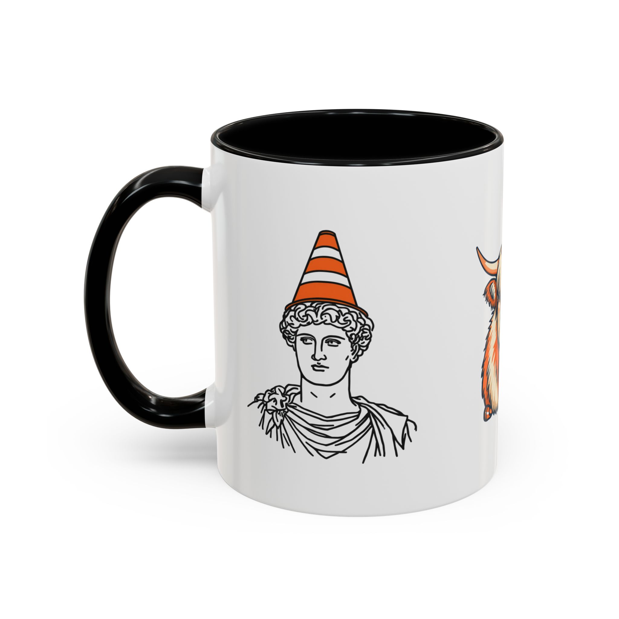 Scottish Traffic Cone Collection Mug - Highland Coo, Cone Character and Classic Statue