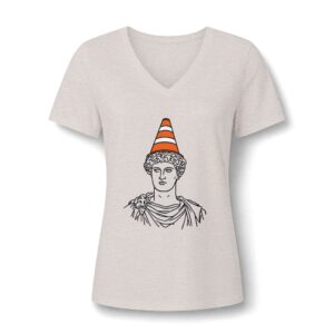 Scottish Traffic Cone Statue V-Neck Tee - Classical Art Graphic